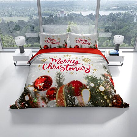 Cattleya Ny Noel 3D Temalı Pamuk Saten Çift Kişilik Nevresim Takımı