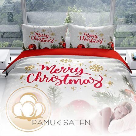 Cattleya Ny Noel 3D Temalı Pamuk Saten Çift Kişilik Nevresim Takımı