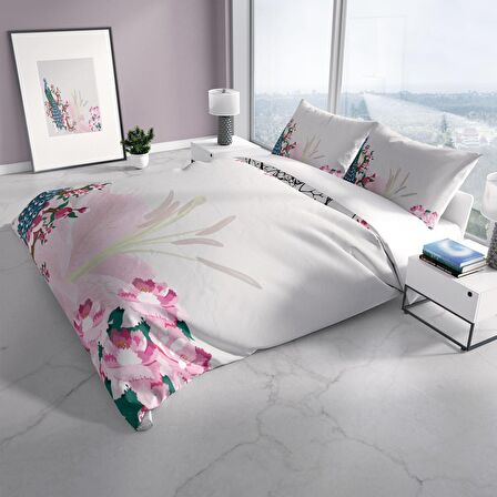 Cattleya Peacock 3D Temalı Pamuk Saten Çift Kişilik Nevresim Takımı