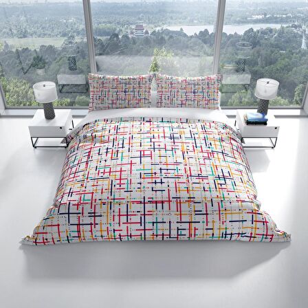 Cattleya Colorful 3D Temalı Pamuk Saten Çift Kişilik Nevresim Takımı