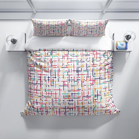 Cattleya Colorful 3D Temalı Pamuk Saten Çift Kişilik Nevresim Takımı