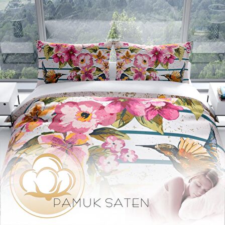 Cattleya Fly 3D Temalı Pamuk Saten Çift Kişilik Nevresim Takımı