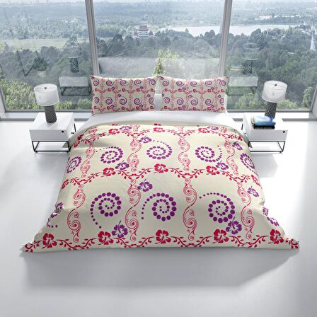 Cattleya Hypnosis 3D Temalı Pamuk Saten Çift Kişilik Nevresim Takımı