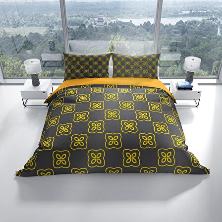 Cattleya Mosaic 3D Temalı Pamuk Saten Çift Kişilik Nevresim Takımı