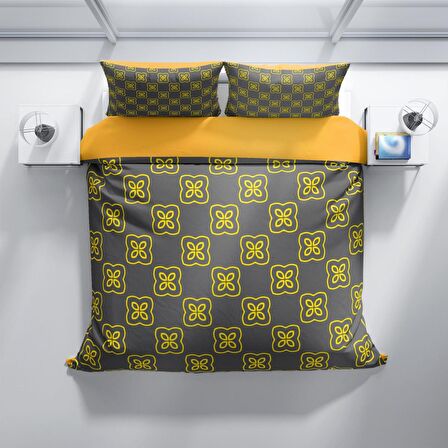 Cattleya Mosaic 3D Temalı Pamuk Saten Çift Kişilik Nevresim Takımı