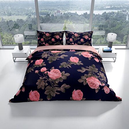 Cattleya Noble 3D Temalı Pamuk Saten Çift Kişilik Nevresim Takımı