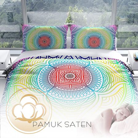 Cattleya Rainbow 3D Temalı Pamuk Saten Çift Kişilik Nevresim Takımı