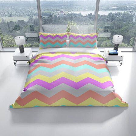 Cattleya Wave 3D Temalı Pamuk Saten Çift Kişilik Nevresim Takımı