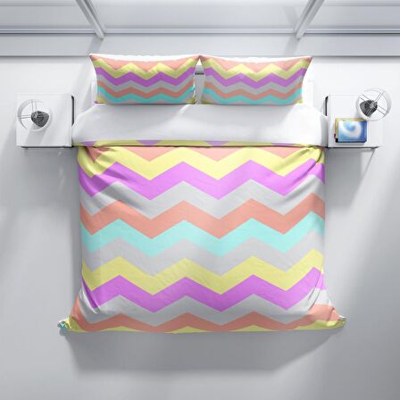 Cattleya Wave 3D Temalı Pamuk Saten Çift Kişilik Nevresim Takımı