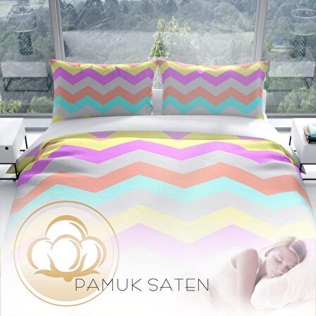 Cattleya Wave 3D Temalı Pamuk Saten Çift Kişilik Nevresim Takımı