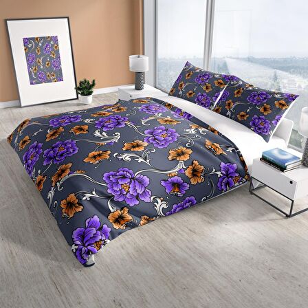 Monohome Perlasera Floral 3D Temalı Pamuk Saten Çift Kişilik Nevresim Takımı