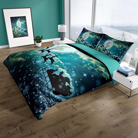 Monohome Perlasera NY Deer 3D Temalı Pamuk Saten Çift Kişilik Nevresim Takımı