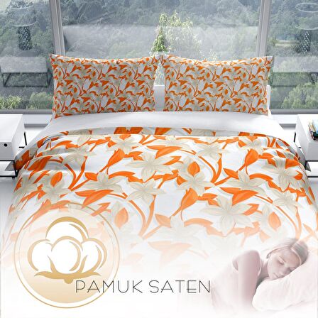 Monohome Perlasera Orange 3D Temalı Pamuk Saten Çift Kişilik Nevresim Takımı