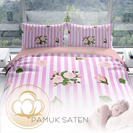 Monohome Perlasera Pink Line 3D Temalı Pamuk Saten Çift Kişilik Nevresim Takımı
