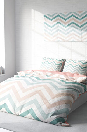 Nevresim Takımı %100 Doğal Pamuk Çift Kişilik 3d Digital Zigzag