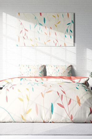 Nevresim Takımı %100 Doğal Pamuk Çift Kişilik 3d Digital Yaprak