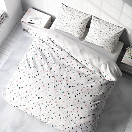 Monohome Terrazzo 3D Temalı Pamuk Saten Çift Kişilik Nevresim Takımı