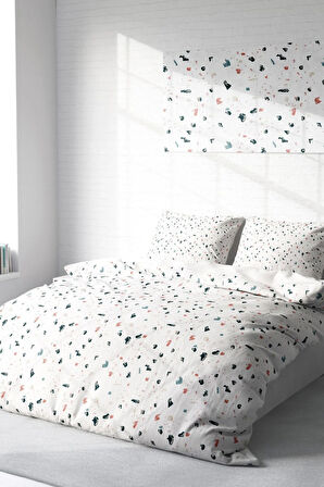 Nevresim Takımı %100 Doğal Pamuk Çift Kişilik 3d Digital Terrazzo