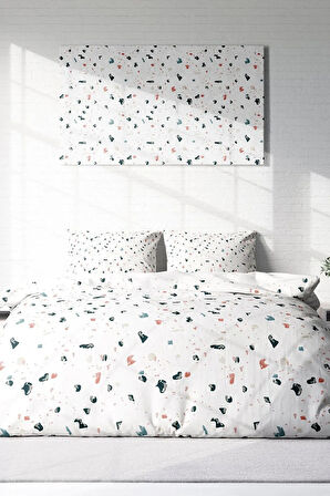 Nevresim Takımı %100 Doğal Pamuk Çift Kişilik 3d Digital Terrazzo