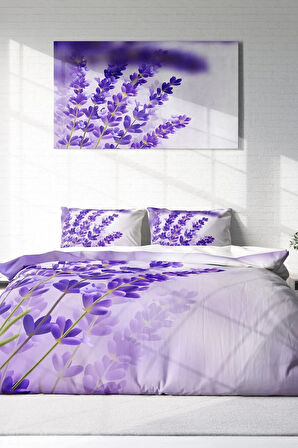 Nevresim Takımı %100 Doğal Pamuk Çift Kişilik 3d Digital Lavander