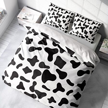Monohome Cow 3D Temalı Pamuk Saten Çift Kişilik Nevresim Takımı