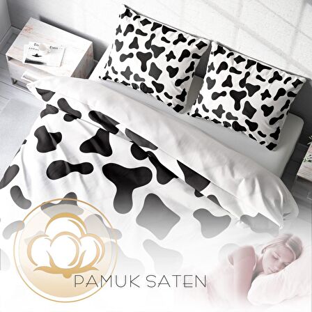 Monohome Cow 3D Temalı Pamuk Saten Çift Kişilik Nevresim Takımı