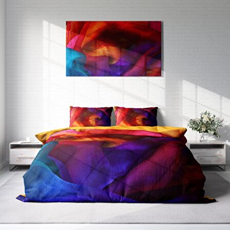 Monohome Paint 3D Temalı Pamuk Saten Çift Kişilik Nevresim Takımı