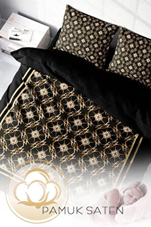 Nevresim Takımı %100 Doğal Pamuk Çift Kişilik 3d Digital Gold Deco