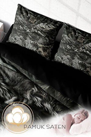 Nevresim Takımı %100 Doğal Pamuk Çift Kişilik 3d Digital Dark Feather