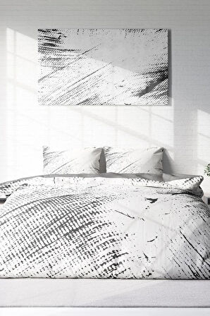 Nevresim Takımı %100 Doğal Pamuk Çift Kişilik 3d Digital Lux Marble