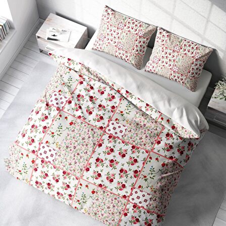 Monohome Rose Branch Çiçekli Pamuk Saten Çift Kişilik Nevresim Takımı
