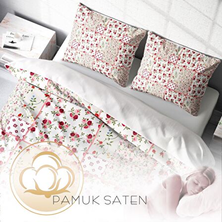 Monohome Rose Branch Çiçekli Pamuk Saten Çift Kişilik Nevresim Takımı