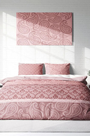 Nevresim Takımı %100 Doğal Pamuk Çift Kişilik 3d Digital Pink Simurg