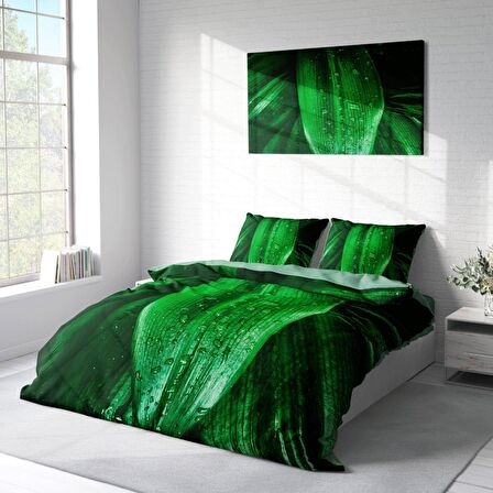 Monohome Drop Leaf Yapraklı Pamuk Saten Çift Kişilik Nevresim Takımı