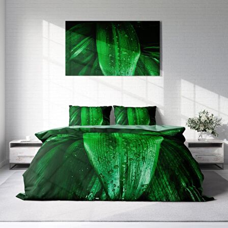 Monohome Drop Leaf Yapraklı Pamuk Saten Çift Kişilik Nevresim Takımı