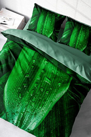 Nevresim Takımı %100 Doğal Pamuk Çift Kişilik 3d Digital Drop Leaf