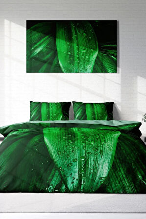 Nevresim Takımı %100 Doğal Pamuk Çift Kişilik 3d Digital Drop Leaf