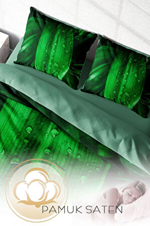 Nevresim Takımı %100 Doğal Pamuk Çift Kişilik 3d Digital Drop Leaf