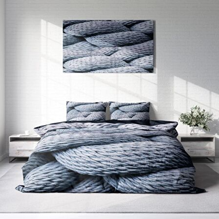 Monohome Rope Burgu 3D Temalı Pamuk Saten Çift Kişilik Nevresim Takımı