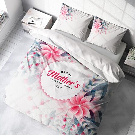 Monohome Anneler Günü V 3D Temalı Pamuk Saten Çift Kişilik Nevresim Takımı