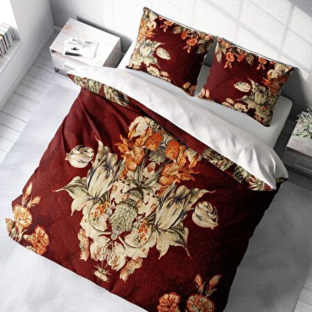 Monohome Glazed Bouquet Çiçekli Pamuk Saten Çift Kişilik Nevresim Takımı