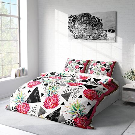 Monohome Pineapple 3D Pamuk Saten Çift Kişilik Nevresim Takımı