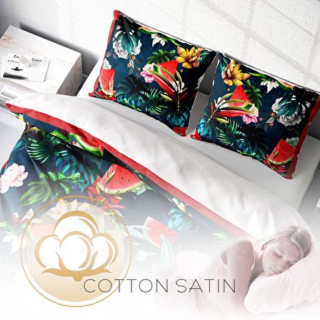 Monohome Watermelon 3D Temalı Pamuk Saten Çift Kişilik Nevresim Takımı