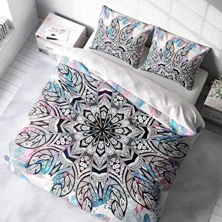 Monohome Ethnic Mandala2 3D Temalı Pamuk Saten Çift Kişilik Nevresim Takımı