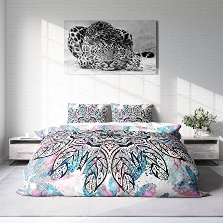 Monohome Ethnic Mandala2 3D Temalı Pamuk Saten Çift Kişilik Nevresim Takımı