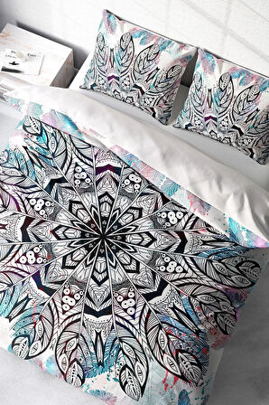 Nevresim Takımı %100 Doğal Pamuk Çift Kişilik 3d Digital Ethnic Mandala2