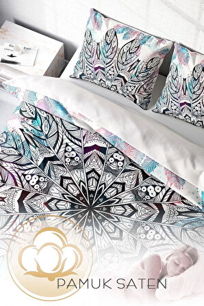 Nevresim Takımı %100 Doğal Pamuk Çift Kişilik 3d Digital Ethnic Mandala2