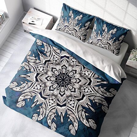 Monohome Ethnic Mandala3 3D Temalı Pamuk Saten Çift Kişilik Nevresim Takımı