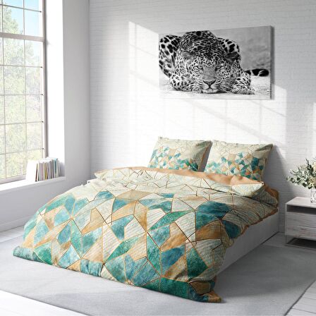 Monohome Geometric Watercolor Geometrik Pamuk Saten Çift Kişilik Nevresim Takımı