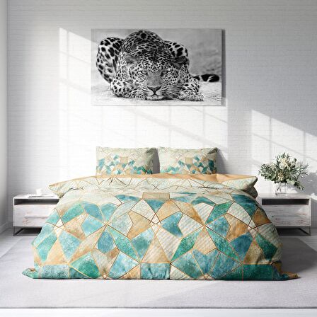 Monohome Geometric Watercolor Geometrik Pamuk Saten Çift Kişilik Nevresim Takımı